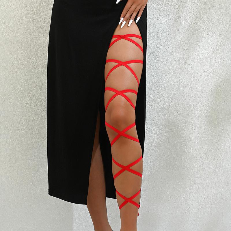 Punk Arm Wrap Elastic Crossed Straps Sexy-Leg Wraps Festival Garter Belt For Dancing Body Harness