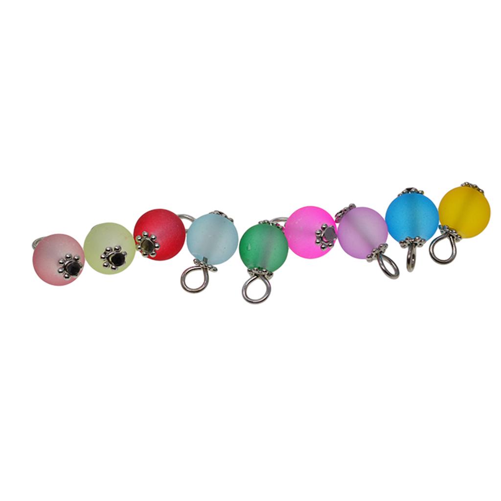 50Pcs Mix Color Frosted Glass Beads Pendant Charm Jewelry Makings Silver Pin