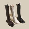 V-shaped Women's Thick-soled Boots Autumn and Winter Knee-high Boots Chelsea Elegant Back Zipper Outdoor Fashion Botas Mujer