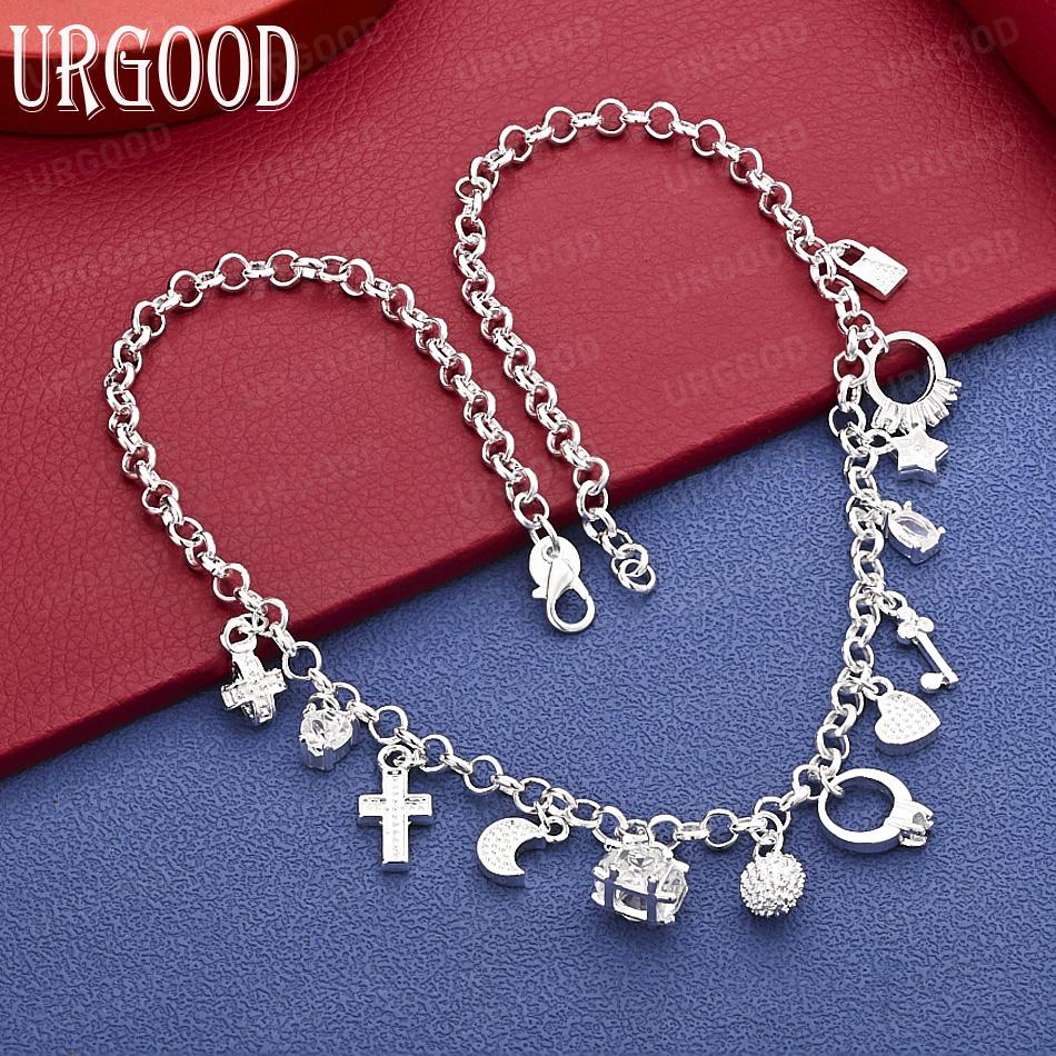 925 Sterling Silver Heavy-Duty Mixed-Piece Necklace - Banquet Gift Jewelry
