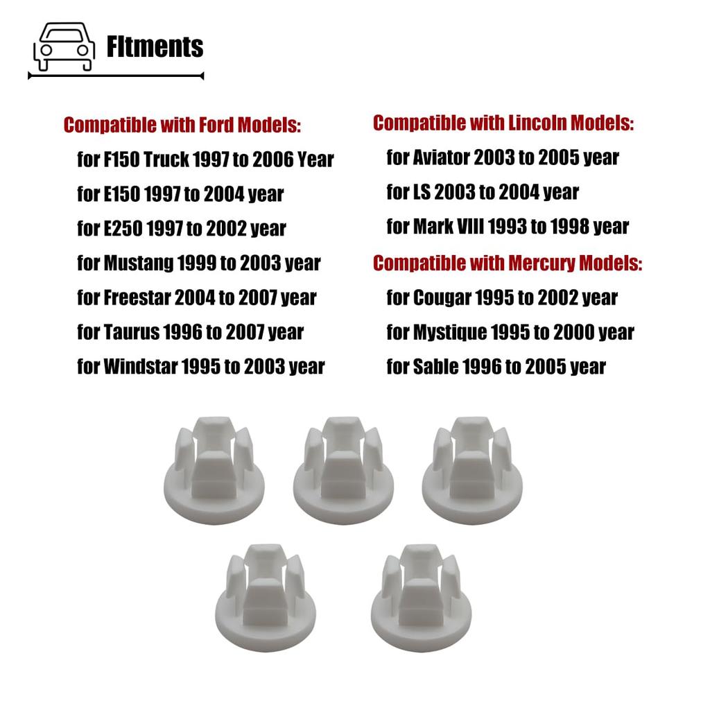 5PCS Intake Manifold Runner Control Bushings Compatible with Ford Lincoln Mercury 1993 To 2007 Year, Intake Manifold Retainer Clips for F5RZ9F955AB