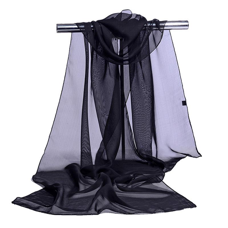 Koreanisches Damen Hochzeits-Abendparty-Kleid Schal Einfarbige Transparente Chiffon-Seiden-Schal Sommer Strandtuch Sonnenschutz-Schal R22