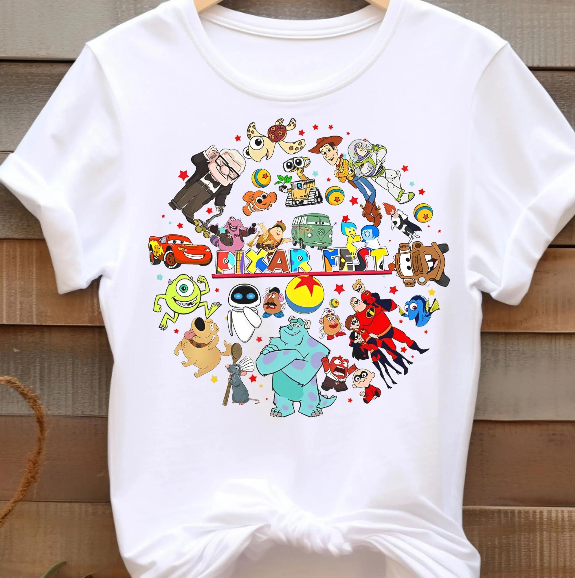Vintage 2Sided Print Monsters Inc Characters Doors Shirt and PixarS Monsters University TShirt Women Unisexs Soft Cotton S