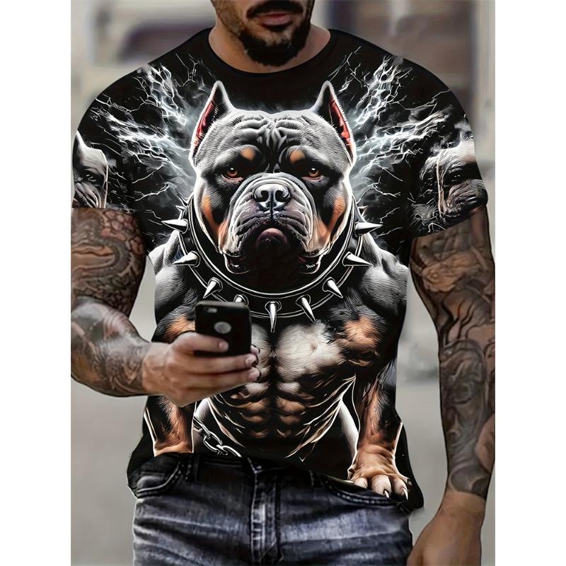 2025 New Men's 3D Dragon Print T-shirt Casual Short-sleeved Pullover Polyester Round-neck Summer Outdoor Clothing Adult Size