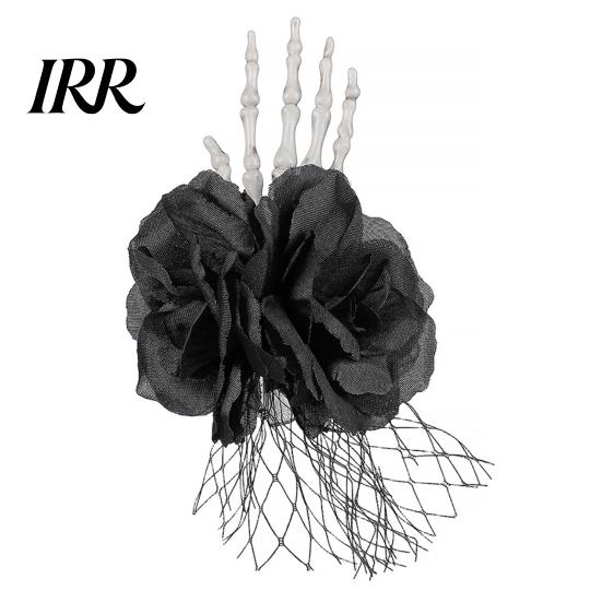 Realistic Floral Wrist Corsage Gothic Flower for Halloween Party, Black Wedding Corsage, Romantic Party Accessory Day of The Dead Prom, Bride, Groom,