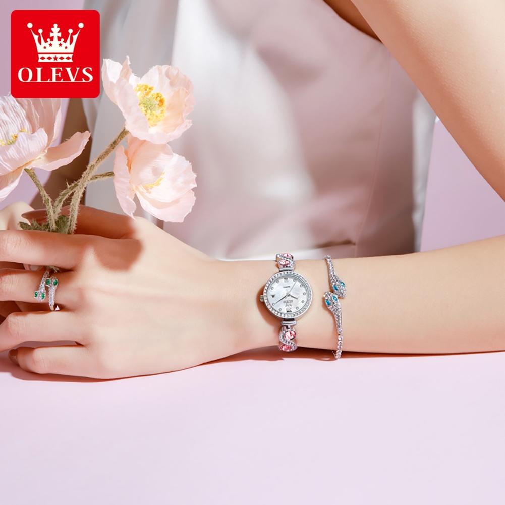 OLEVS 5633 Fashion Luxury Ladies Bracelet Quartz Watches Waterproof Diamond Bezel Women Dress Wristwatch Elegant