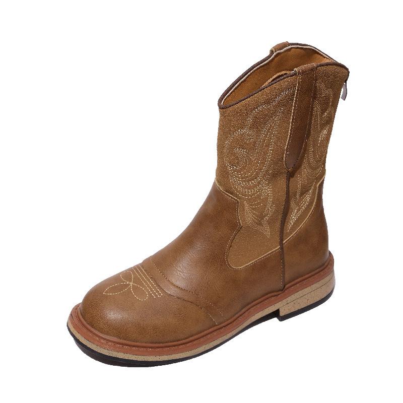 Vintage Embroidered Western Cowboy Boots Women's Vintage Summer Knight Boots Martin Boots