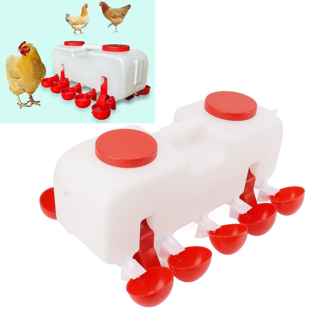 Automatic Chicken Waterer, Double Row Design, 10 L   Capacity, 10 Automatic Bowls, Water Control  , Clean Ditch, Suitable for   Goose
