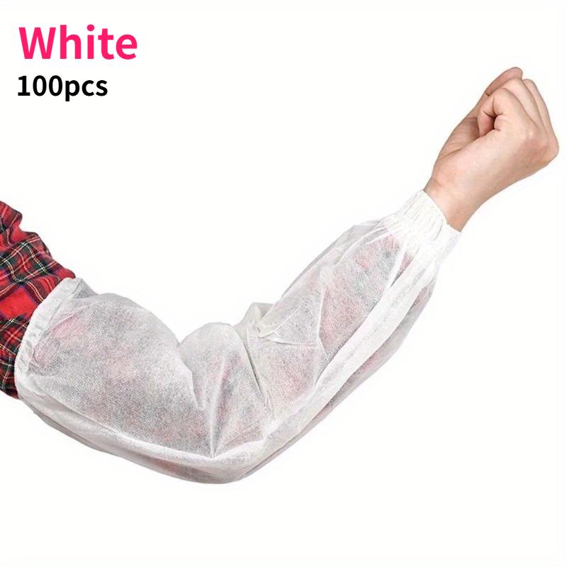 100 Pack Disposable Non-woven Fabrics Oversleeves Arm Sleeves Protective Covers Oil Resistance Cleaning Oversleeves Work Sleeves
