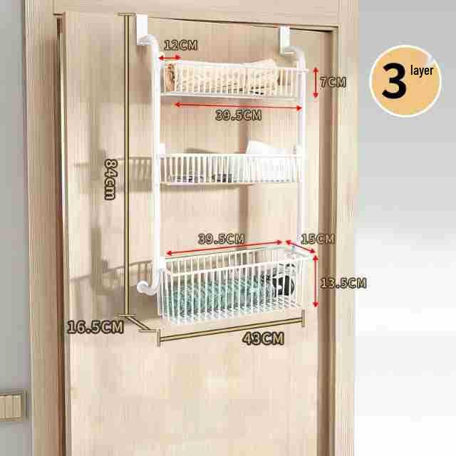 No-Drill Door Hanging Basket Organizer - Multi-Layer Storage Rack for Bathroom
