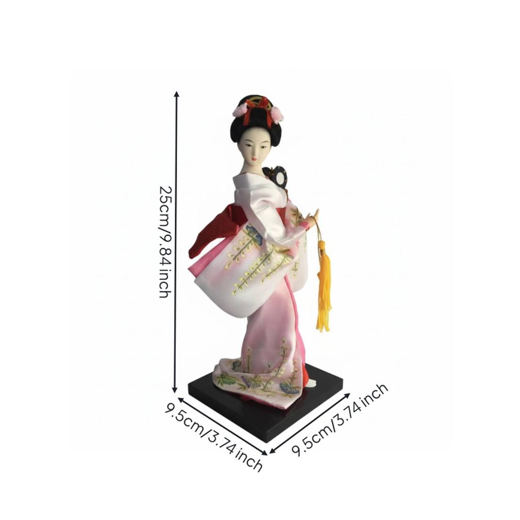 Japanese Geisha Doll, 9" Gifts Girl Statue Asian Kimono Doll Desktop Ornament Collectible Figurine, for Desk Office Cabinet Home