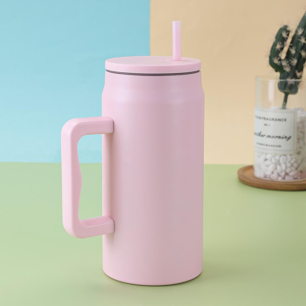 50 Oz Giant Straw Cup 304 Stainless Steel Vacuum Insulated Cup Large Capacity Portable Handle Car Cup