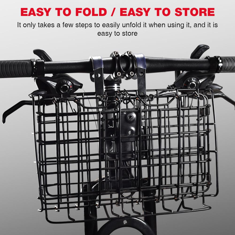 Folding Bicycle Basket with Hook Metal Wire Ebike Basket Rust Proof Quick Release Frame Basket for Outdoor Cycling Travel Basket China Mainland