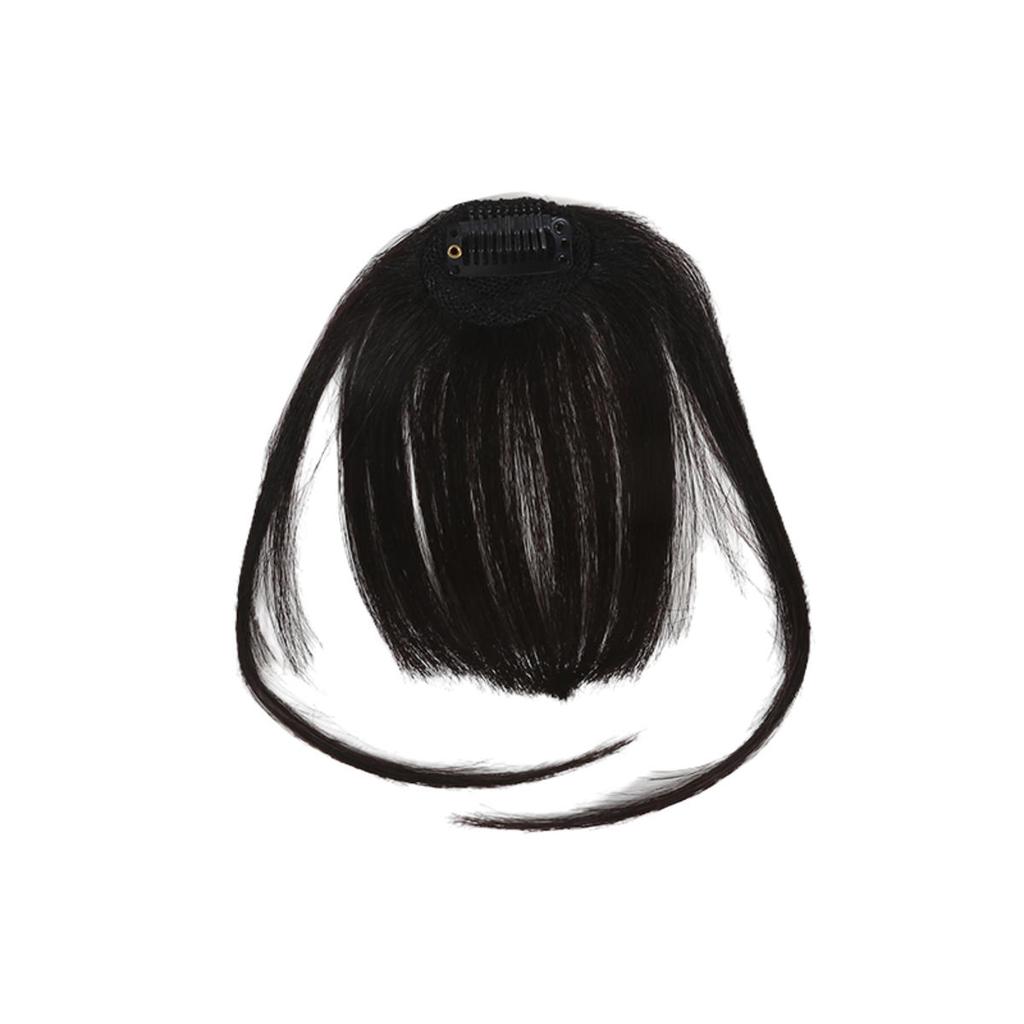 Human Bangs Natural Brown Middle Part Wispy Bang Hair Clip In Bangs Fringe Hairpiece for Women Clip On Air Bang