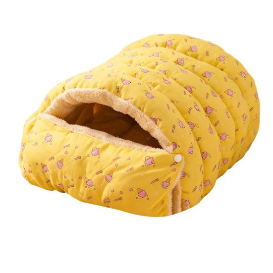 Kattunnelbädd Varm Plysch Halvstängd Katthåla Bädd Tvättbar Mysig Kattält Lugnande Bädd för Innekatter Små Hundar Valpar