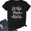 BLACKOO Damen Ehefrau Mutter Chefin Grafik Lustige T-Shirts Niedliche T-Shirts