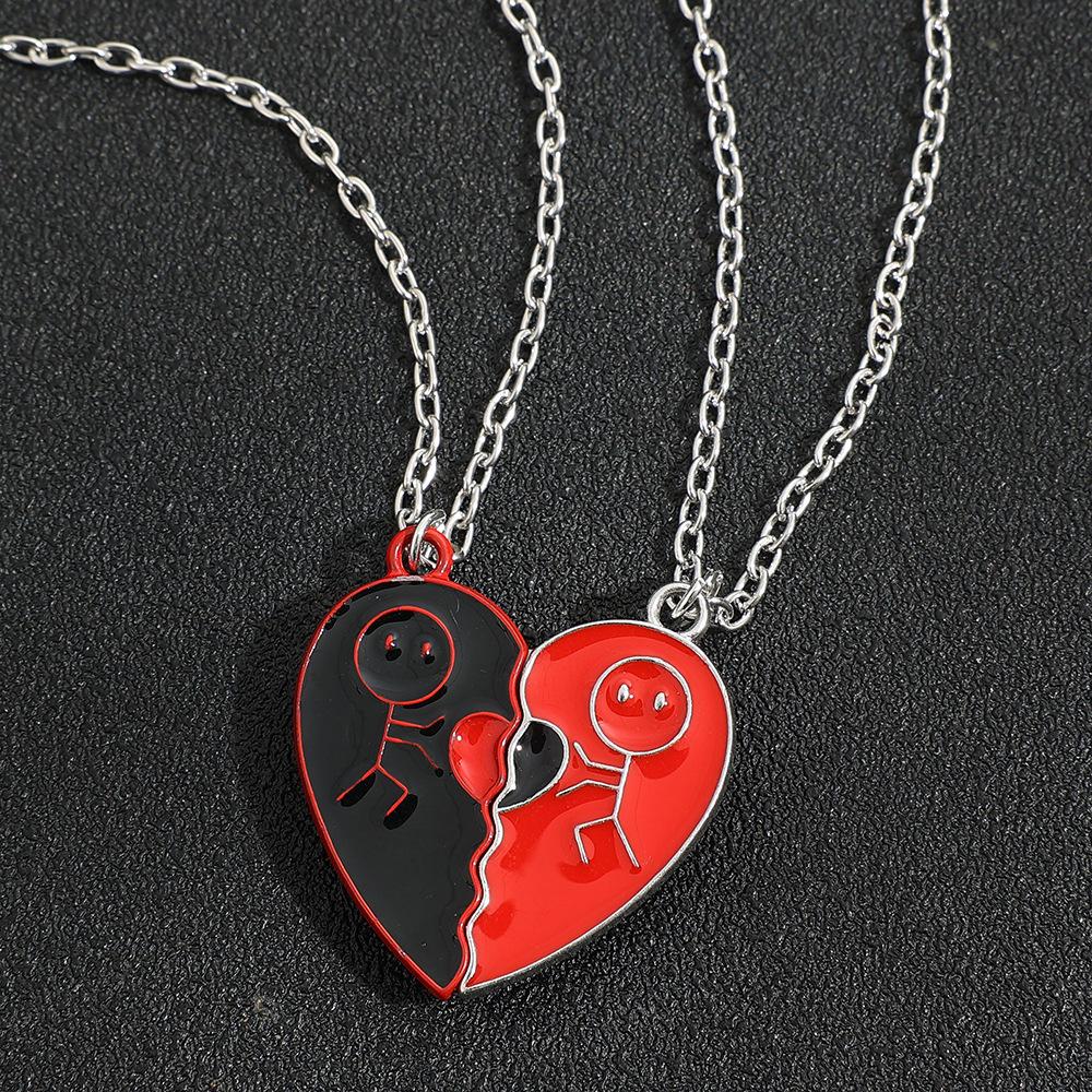 New Couple Necklace Creative Magnet Buckle Men's and Women's Pendant Set Heart-shaped Love Letter Necklace