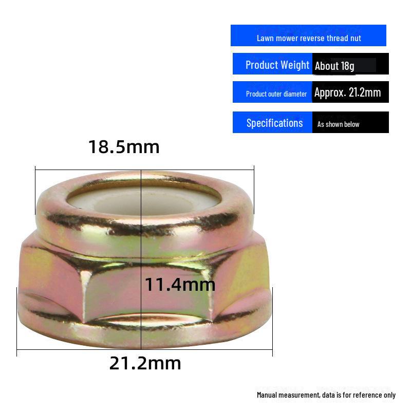Reverse Thread Nut for Lawn Mower Brush Cutter Gearbox