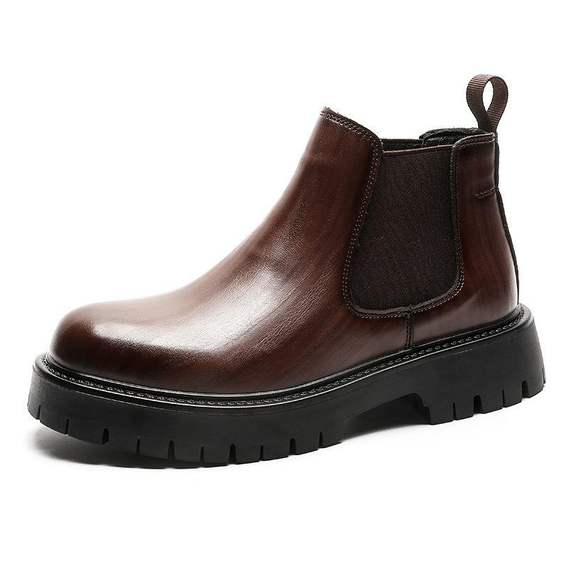 Men's New Casual Trend Autumn and Winter Martin Boots Thick-soled Heightening Velvet Large-size Tooling Boots 2113-J