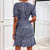 Women's Spring Summer Sexy V-Neck Floral Lace-Up Dress Casual Short Skirt