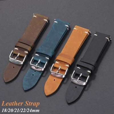 Handgefertigtes Leder-Uhrenarmband 18mm 20mm 21mm 22mm 24mm Weiches Vintage-Armband Rindsleder-Uhrenarmband für Seiko Smartwatch