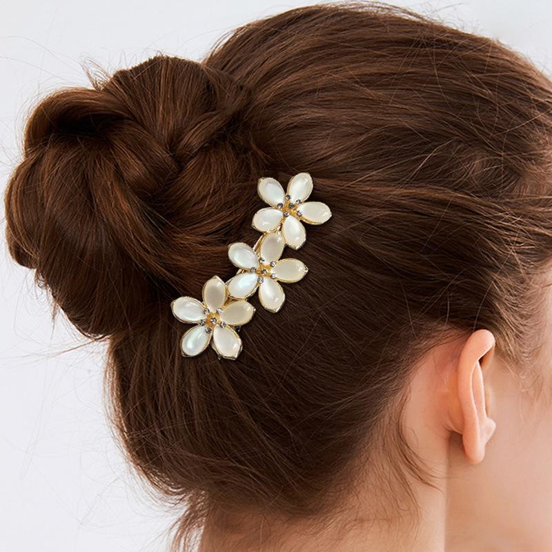Elegante Pfirsichblüten-Katzenaugen-Haarspange - Hochwertiges, stilvolles Halbhochsteck-Kopfschmuck für Damen