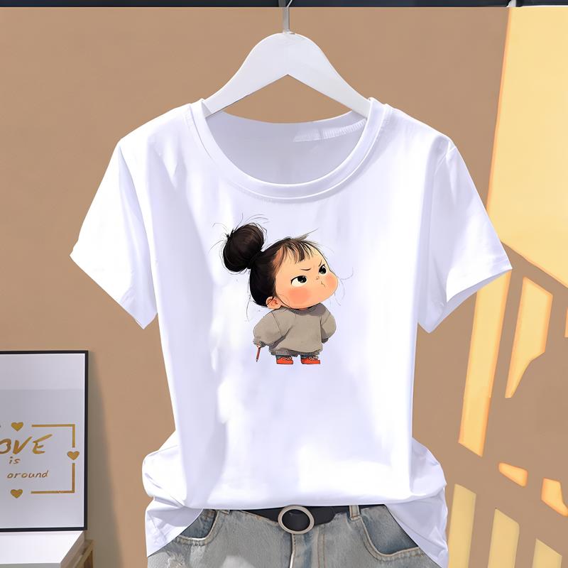 

Женская повседневная футболка, симпатичный и стильный летний дизайн, модный топ с коротким рукавом. 5XL