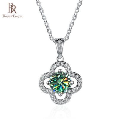 Ciondolo in moissanite di colore D da 1 ct 6,5 mm Collana in argento sterling 925 Collana con pendente scintillante per anniversario di matrimonio fortunato