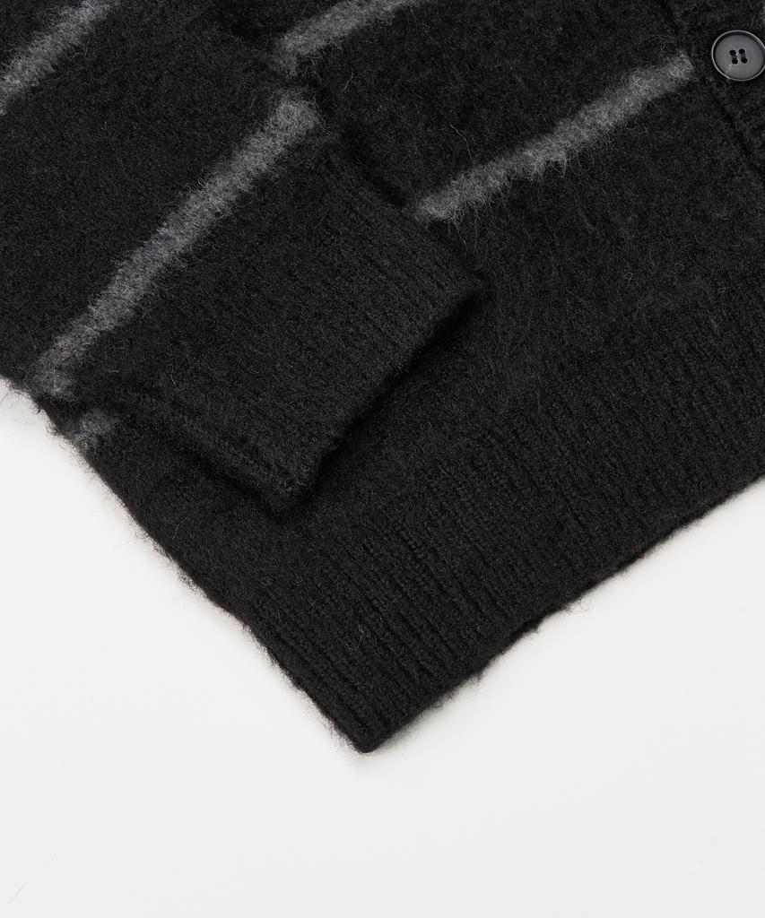 Toffee Brushed Stripe Round Cardigan (Black)