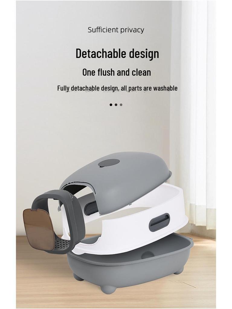 Fully Enclosed Extra-Large Cat Litter Box with UV Sterilization and Deodorizing Flip Cover