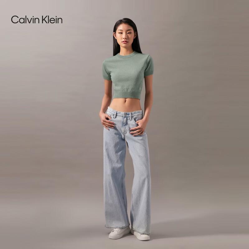 

Calvin Klein Jeans Women s CK Embroidered Short Sleeve Knit Top M