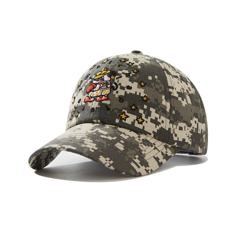 Hip Hop Street Camouflage Embroidery Baseball Cap Female Big Head Circumference Show Face Small Sunscreen Outdoor Versatile Cap Male