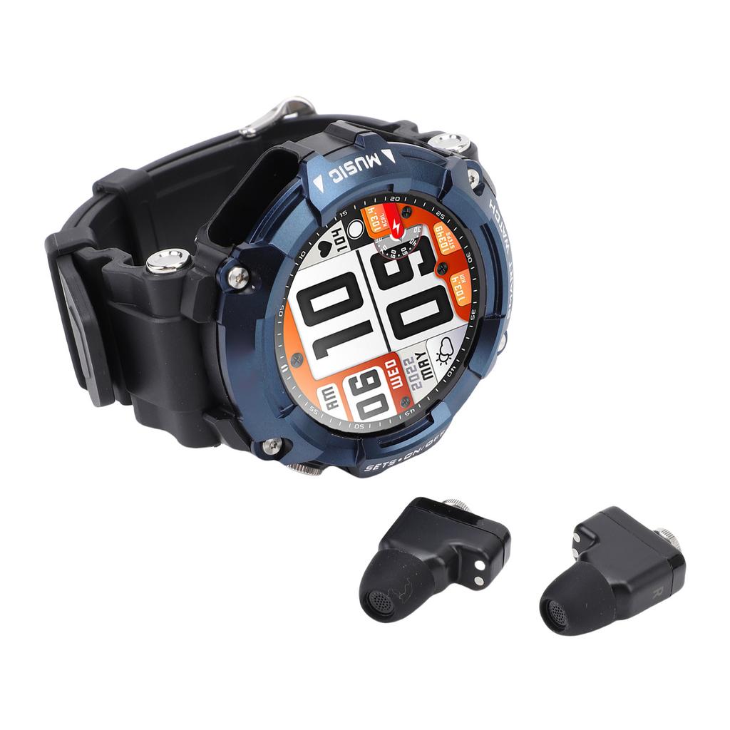 2 In 1 Smart Watch with Wireless Stereo Earbuds 1.52 Inch Screen NFC Fitness Tracker Smartwatch MP3 Music Recording