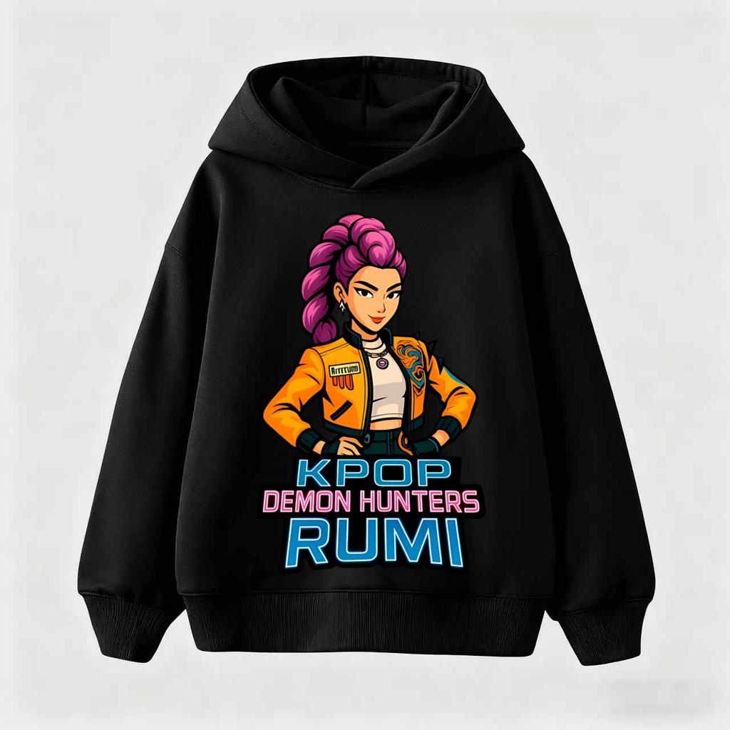 KPop Demon Hunters Hoodie Fashion Rumi Sweatshirt Pullover Cute Long Sleeve Autumn Boys Girls Cartoon Y2K Hoody Sportswear