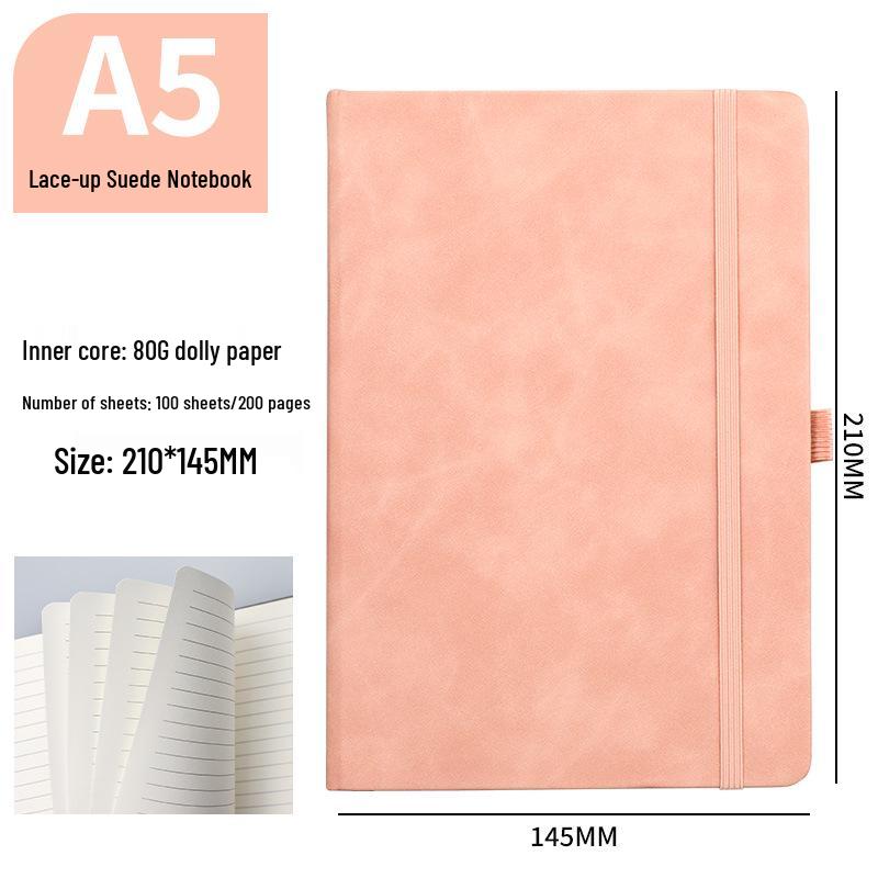 A5 Business Diary: Sheepskin Strap & Logo, Thick Leather Cover Journal, Work Logbook