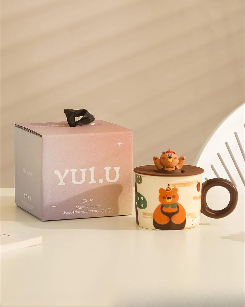 Retro Bear Cup Cute Cartoon Ceramic Cup Niche Mug Coffee Cup Girls Water Cup Cup Gift