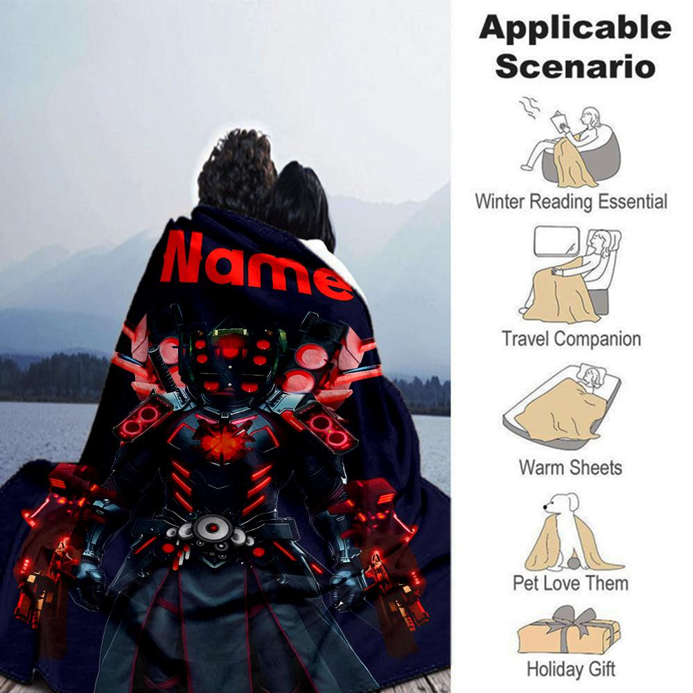 Customiz Name Personality Skibidi Toilet Blanket Soft &Warm Sofa Office Bed Travel Lunch Break Blanket, Gift Suitable All Seasons
