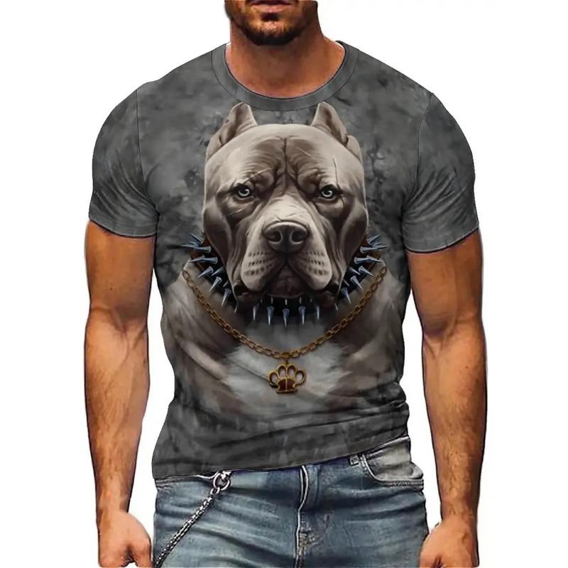 

Мужская футболка с 3D-принтом с рисунком большой собаки, юмористическая футболка с цифровой печатью, с коротким рукавом, дышащий полиэстер, круглый вырез, повседневная 6XL