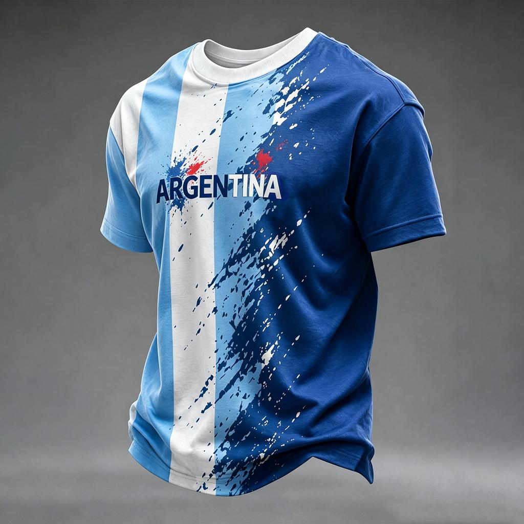 T-shirt décontracté à manches courtes avec imprimé lettres pour homme - Argentine