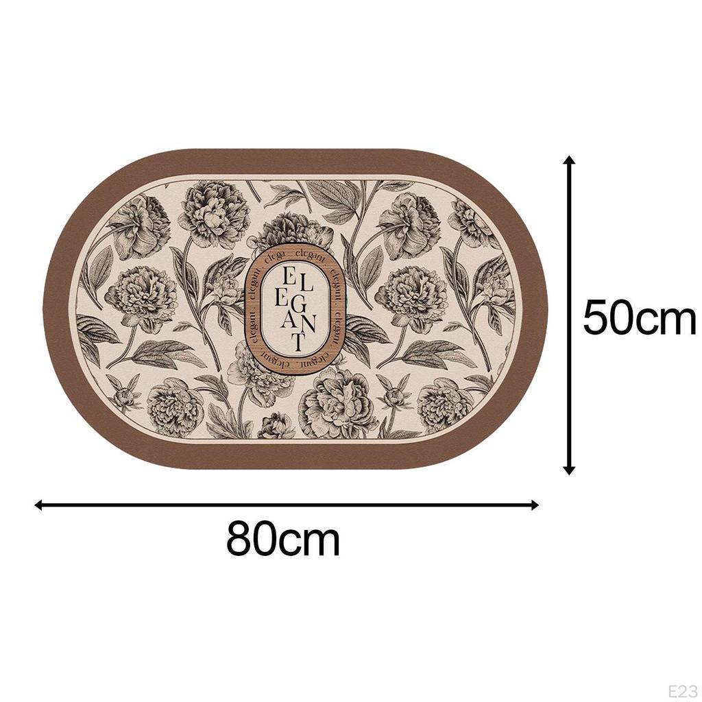 Bath Mat Rubber, Anti Slip Vintage Washable Area Rug, Decorative Carpet, Bathroom Rug for