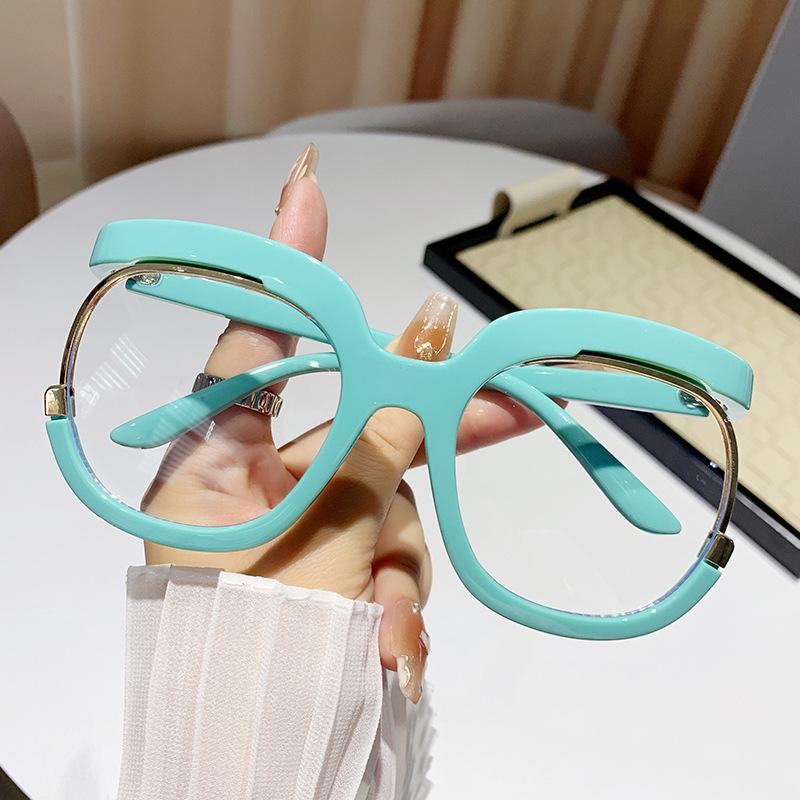 Trendy Large Round Rainbow Eyeglass Frame - European & American Style, Prescription-Compatible