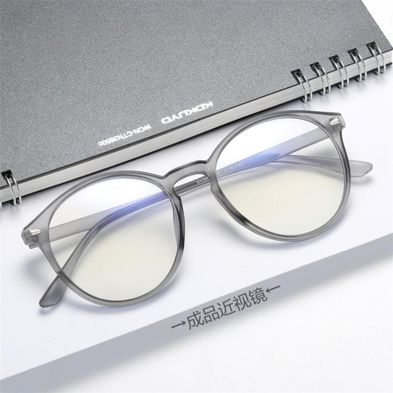 Big Frame Oval Women Men Myopia Glasses Finished Retro Gray Frame Prescription Eyeglasses Female 0 -0.5 -0.75 -1.0 To -6.0