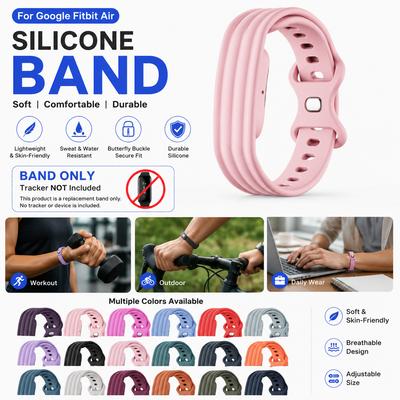 Para Google Fitbit Air Pulseira de Silicone de Reposição Fivela Borboleta Ajustável Pulseira Esportiva Tira Macia Respirável Rastreador Fitness