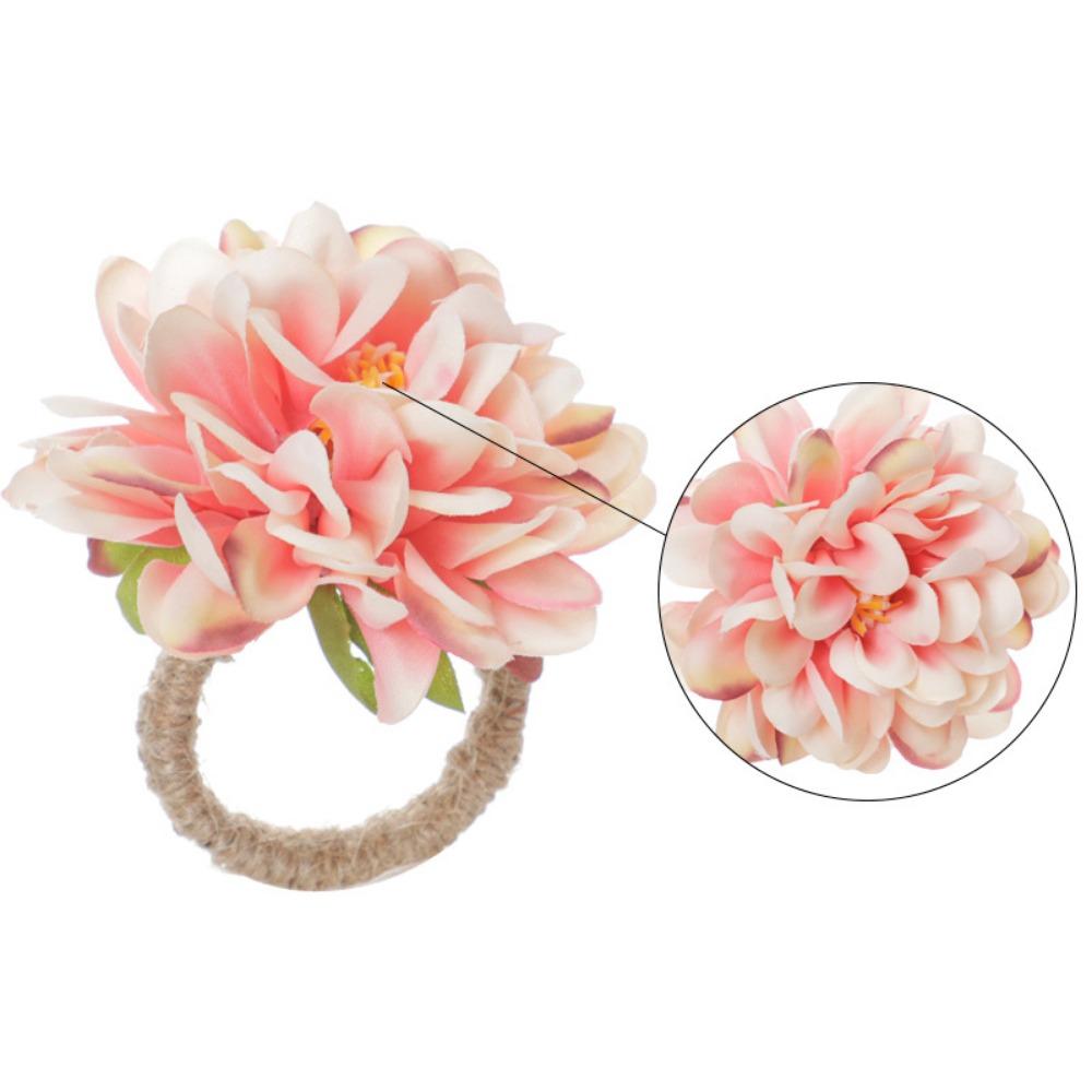 4pcs with Rope Napkin Rings Artificial Flower Chrysanthemum Rings  Festival Wedding Thanksgiving