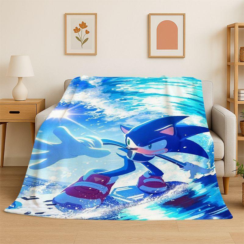 Classic Game S-Sonic Cartoon Soft Flannel Throw Blanket,Cozy Blanket for Bed,Couch,Sofa,Bedroom,Living Room,Travel,Picnic Kids