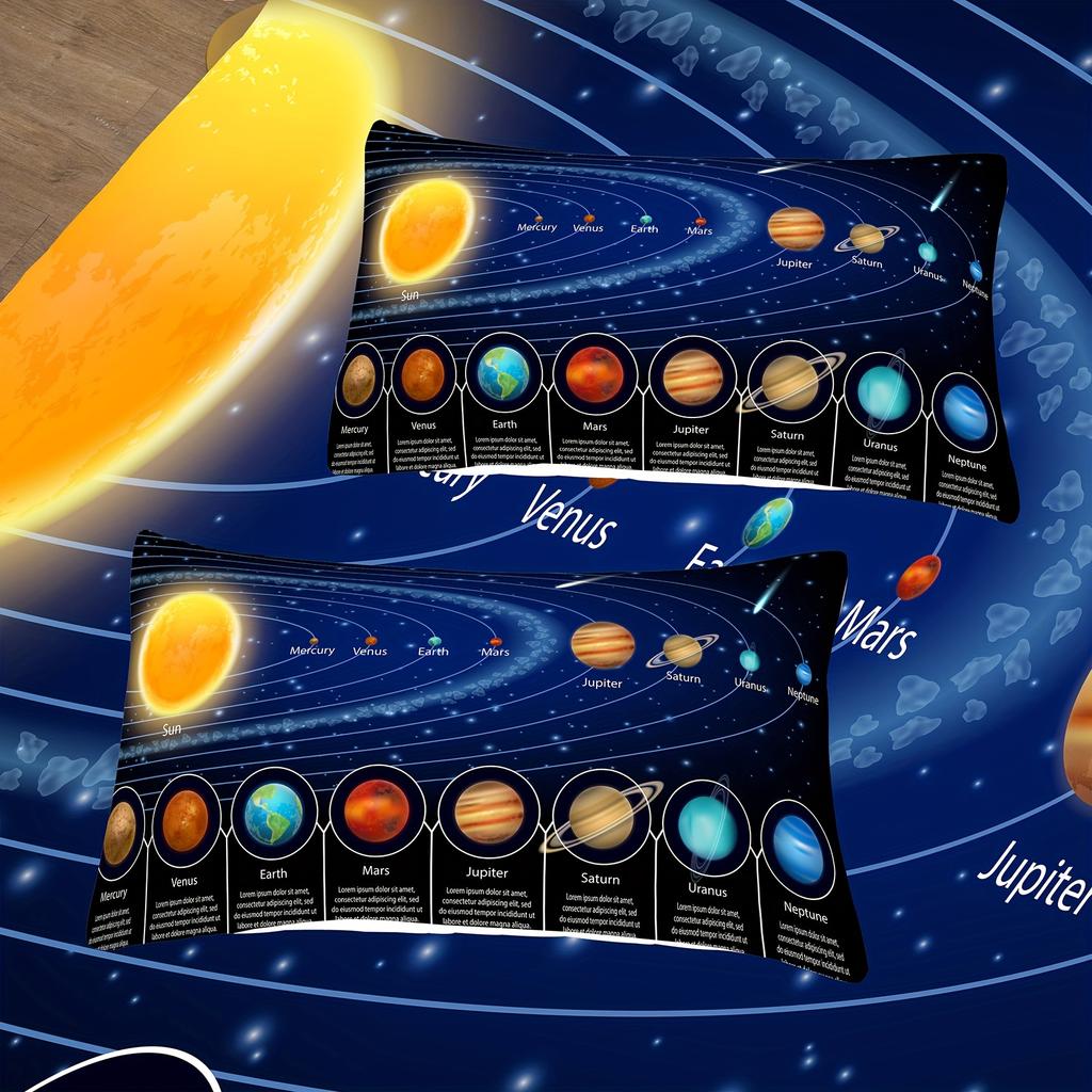 Modern Starry Sky Universe Planet Print Washable Microfiber Bedding Set Soft Comfortable Duvet Cover For Bedroom
