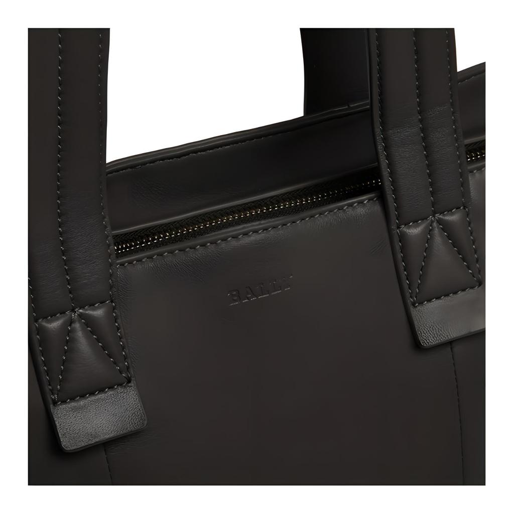 Bally Embossed Logo Quilted Solid Color Minimalist Zipper Tote Bag Men Tote Bag Black 6303152