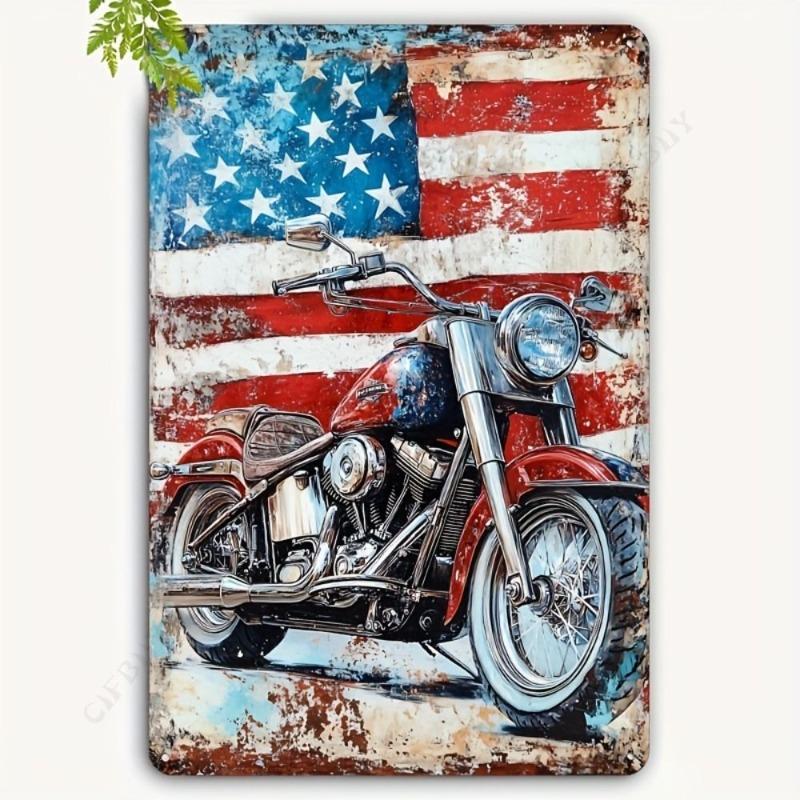 Motorcycle Metal Wall Sign, Garage Bar Decor 20x30cm