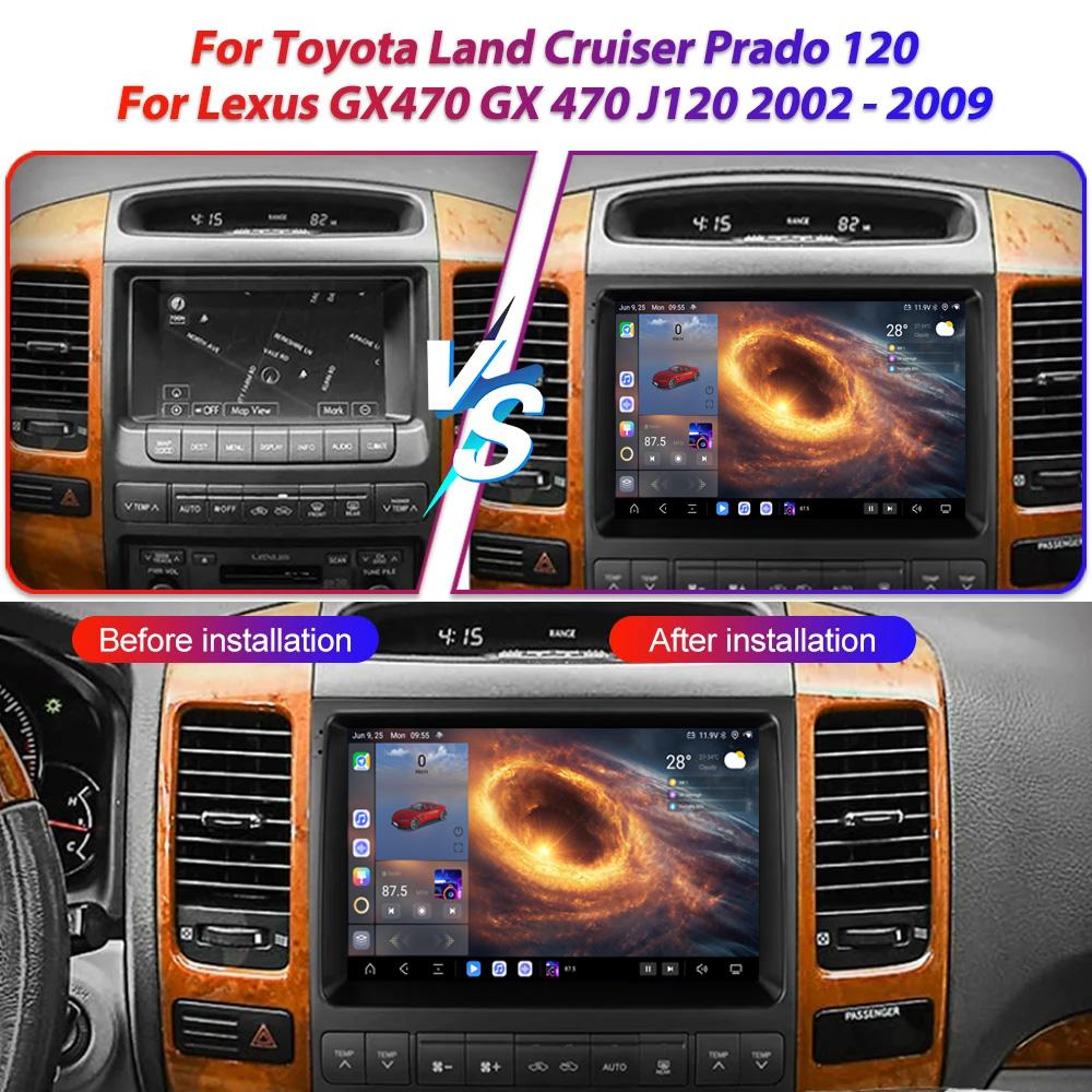 For Toyota Land CruiserPrado 120 Lexus GX470GX 470 J120 2002-2009 Navigation GPS Android Car Radio Multimedia Player Stereo wifi+4G Carplay auto video