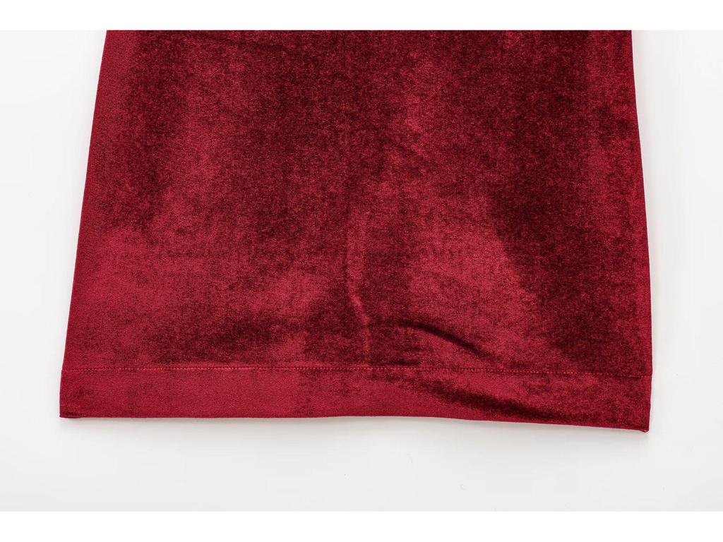 Zlaté sametové minišaty bez rukávů s ramenními vycpávkami, sexy úzký střih, design s vysokým pasem.